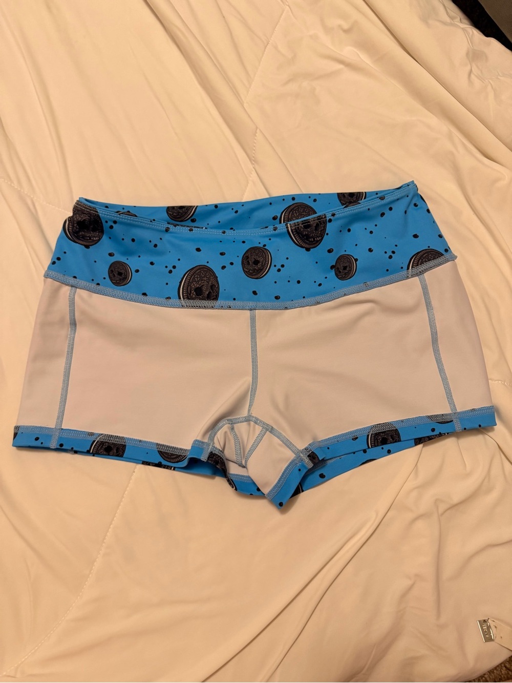 Cookie Print Blue Workout Shorts - Feed Me Fight Me fmfm medium - Picture 5 of 8